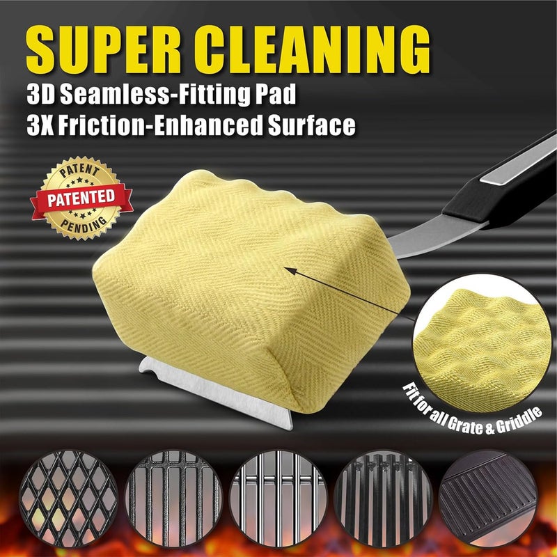 GRILLART Grill Brush Bristle Free. Upgraded BBQ Replaceable Cleaning Head  Seamless-Fitting Scraper Tools for Cast Iron/Stainless-Steel Grates Griddle  Safe Barbecue Grill Cleaner-Black - Image 3